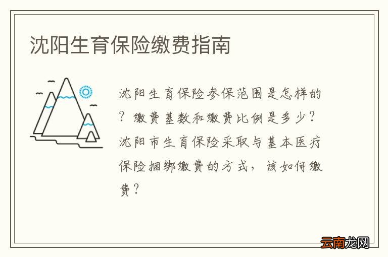 沈阳生育保险缴费指南