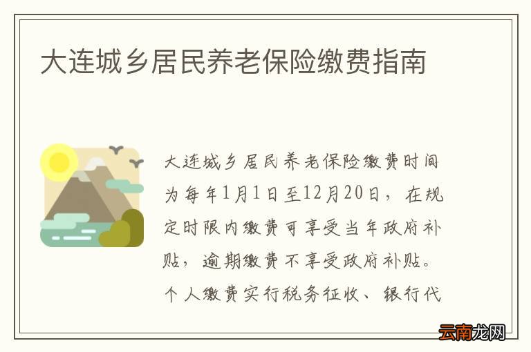 大连城乡居民养老保险缴费指南
