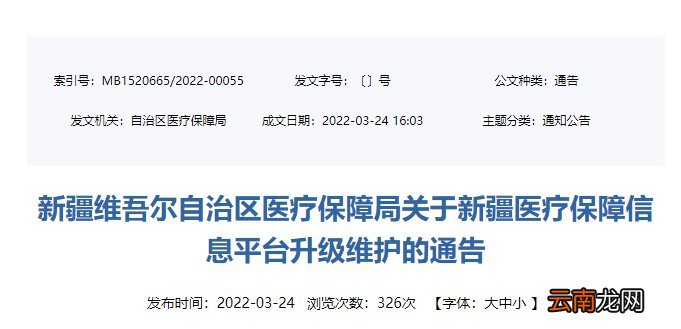 新疆医疗保障信息平台升级维护时间