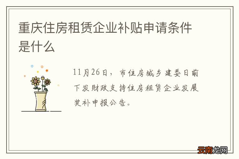 重庆住房租赁企业补贴申请条件是什么