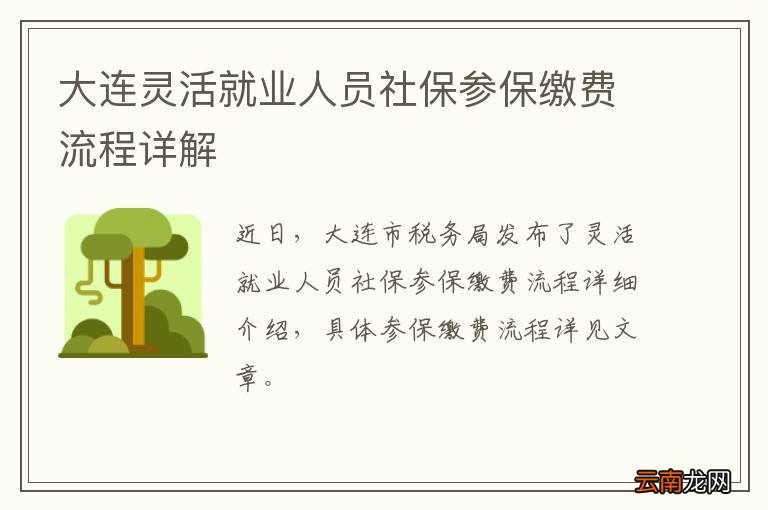 大连灵活就业人员社保参保缴费流程详解