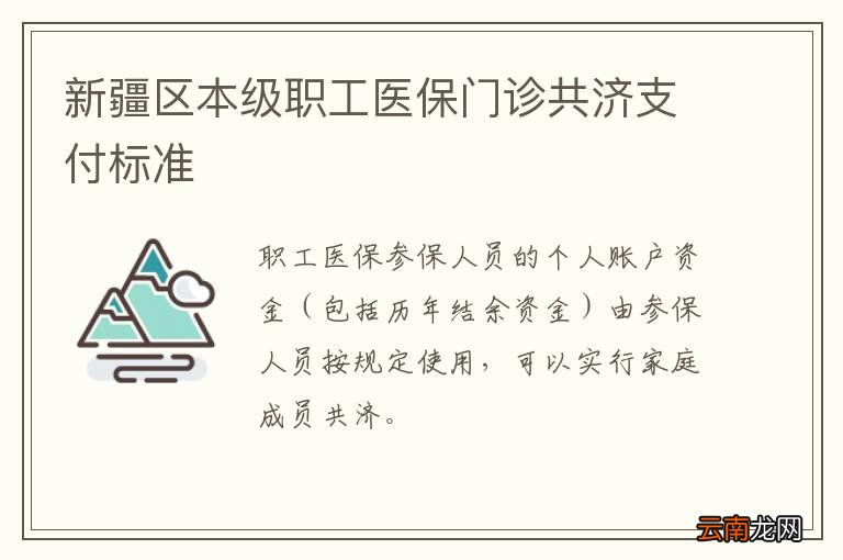 新疆区本级职工医保门诊共济支付标准