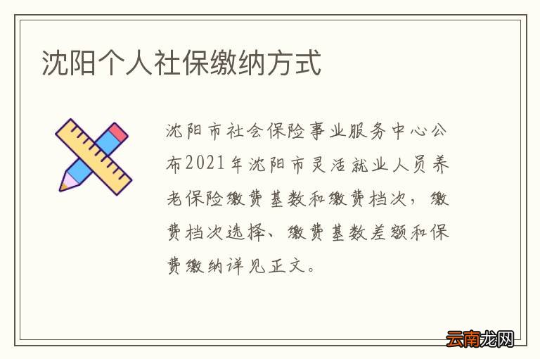 沈阳个人社保缴纳方式