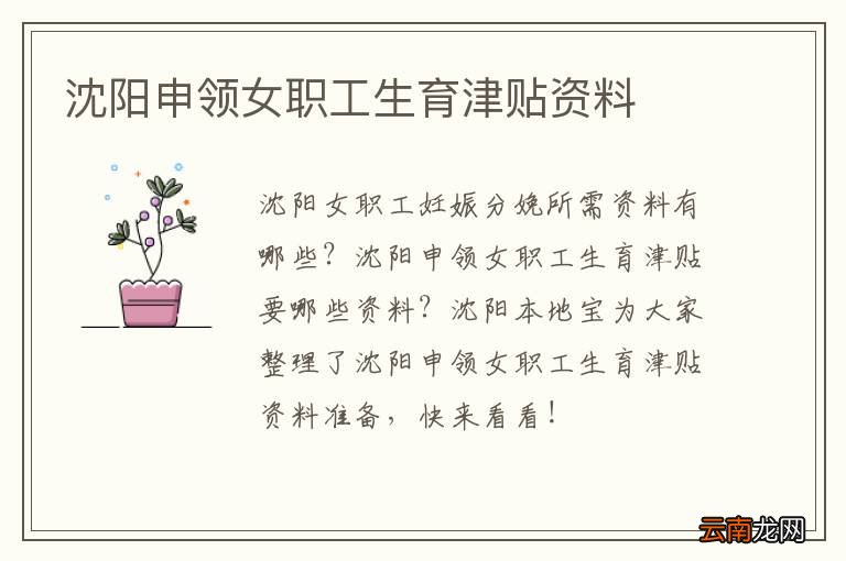 沈阳申领女职工生育津贴资料