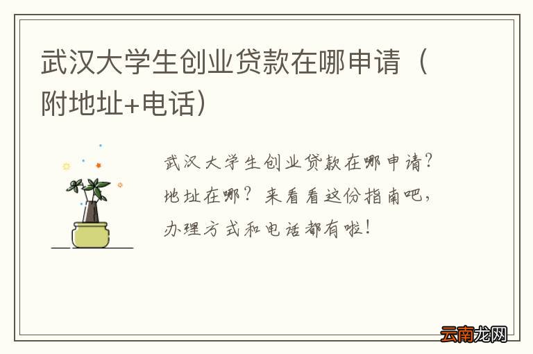 附地址+电话 武汉大学生创业贷款在哪申请
