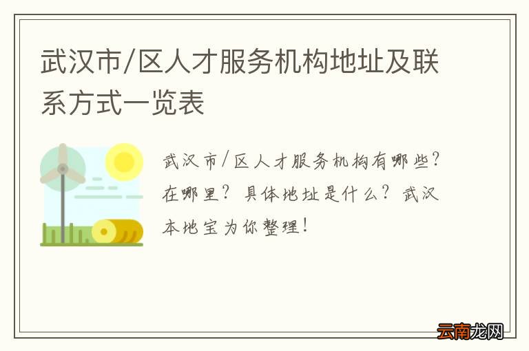 武汉市/区人才服务机构地址及联系方式一览表