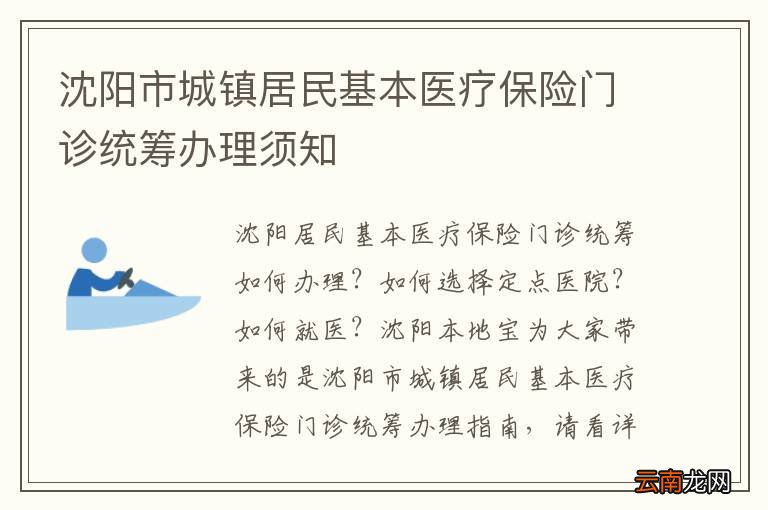 沈阳市城镇居民基本医疗保险门诊统筹办理须知
