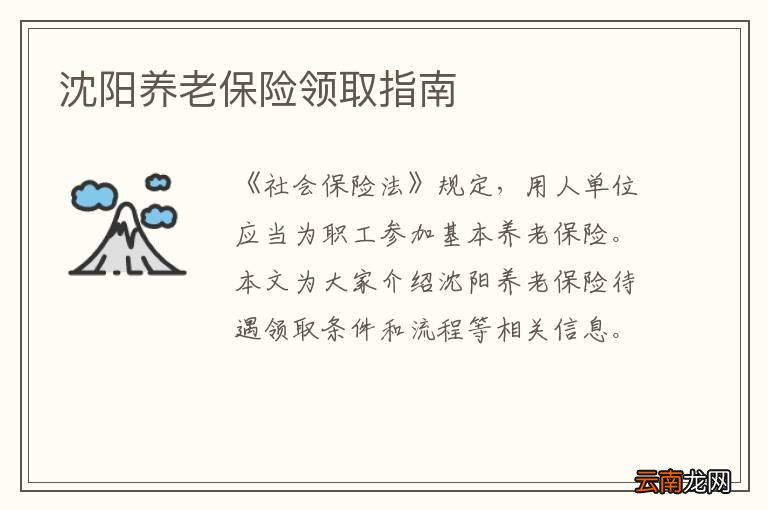 沈阳养老保险领取指南