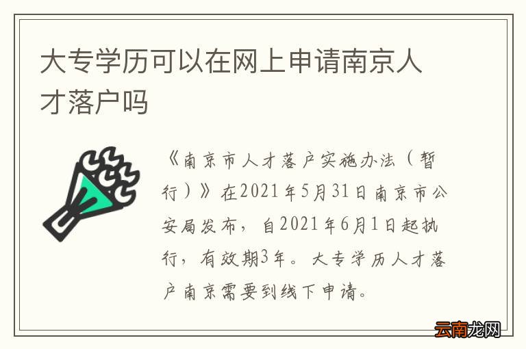 大专学历可以在网上申请南京人才落户吗