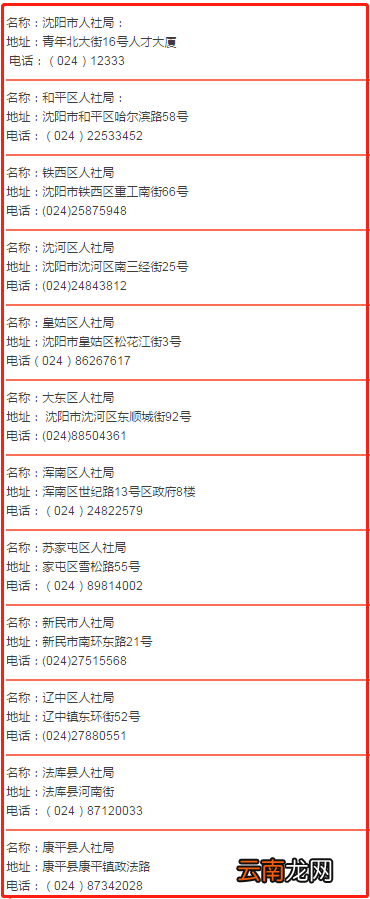 沈阳市社保局地址及电话一览