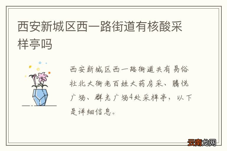 西安新城区西一路街道有核酸采样亭吗