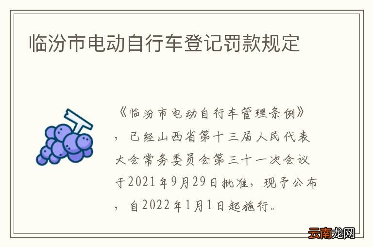 临汾市电动自行车登记罚款规定