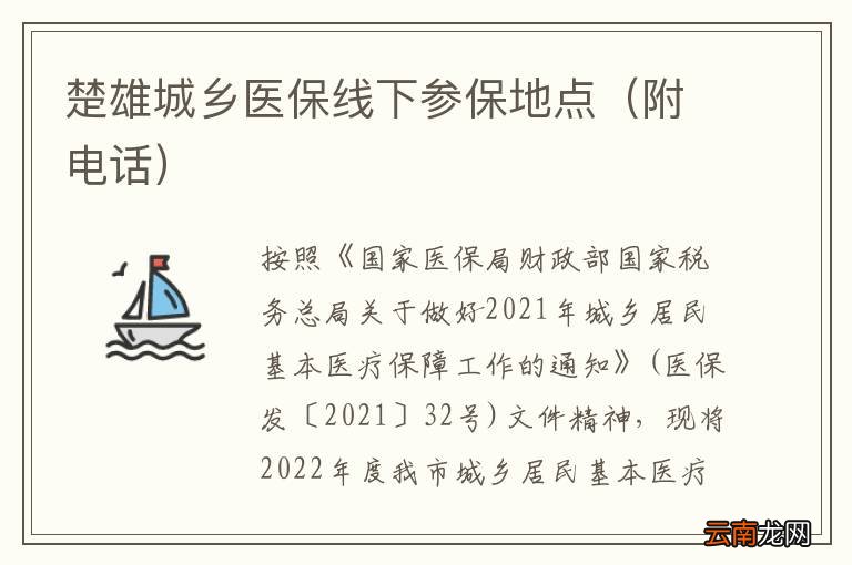 附电话 楚雄城乡医保线下参保地点