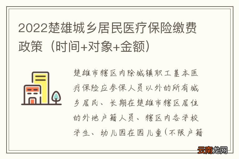 时间+对象+金额 2022楚雄城乡居民医疗保险缴费政策