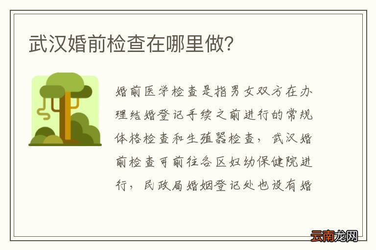 武汉婚前检查在哪里做？
