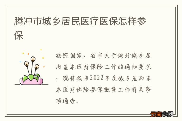 腾冲市城乡居民医疗医保怎样参保