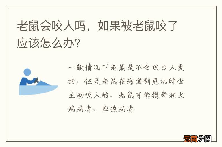 老鼠会咬人吗，如果被老鼠咬了应该怎么办？