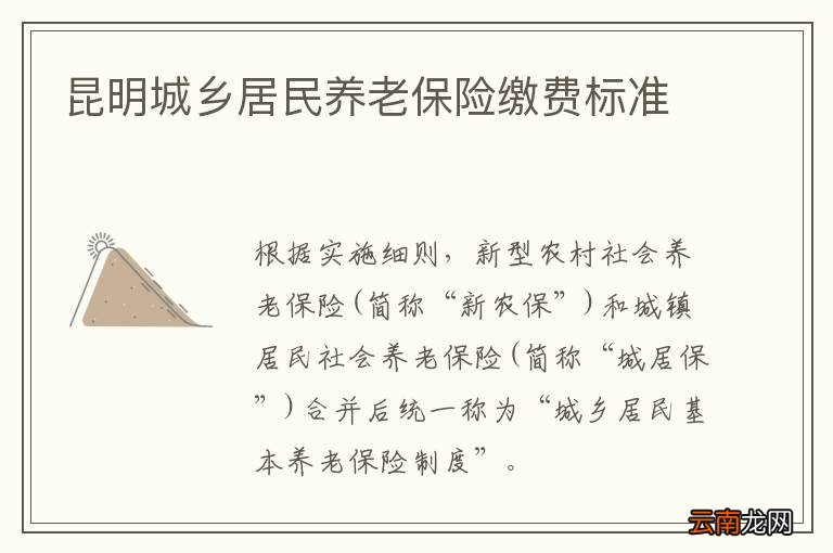 昆明城乡居民养老保险缴费标准