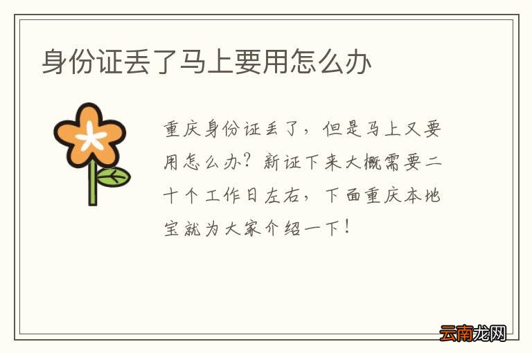 身份证丢了马上要用怎么办