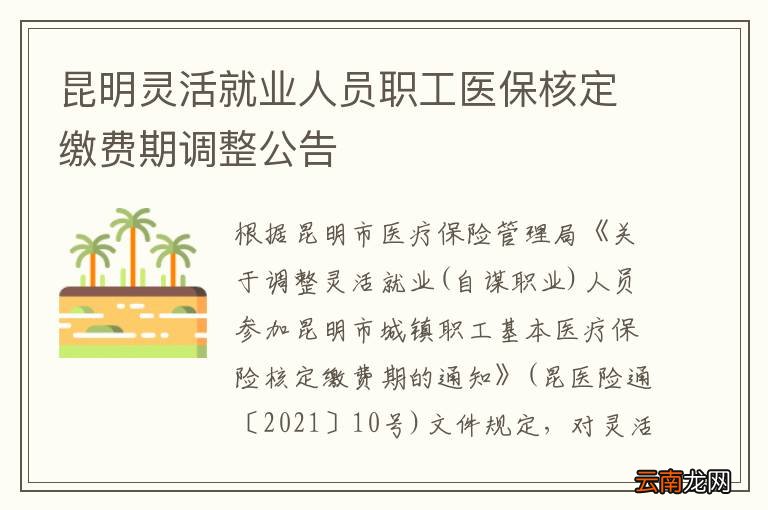 昆明灵活就业人员职工医保核定缴费期调整公告