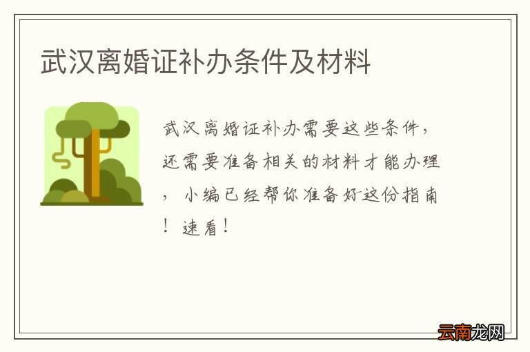 武汉离婚证补办条件及材料