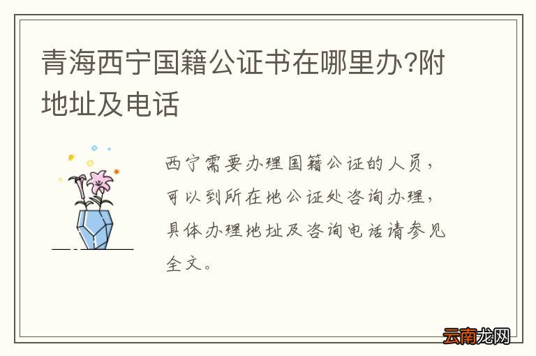 青海西宁国籍公证书在哪里办?附地址及电话