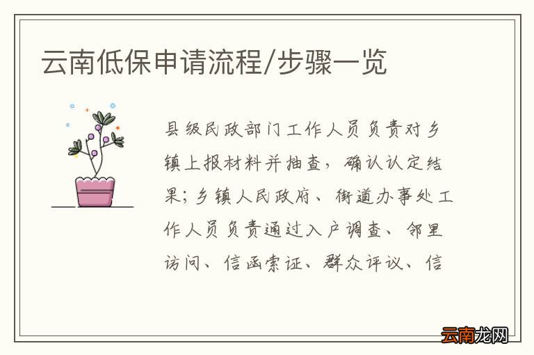 云南低保申请流程/步骤一览
