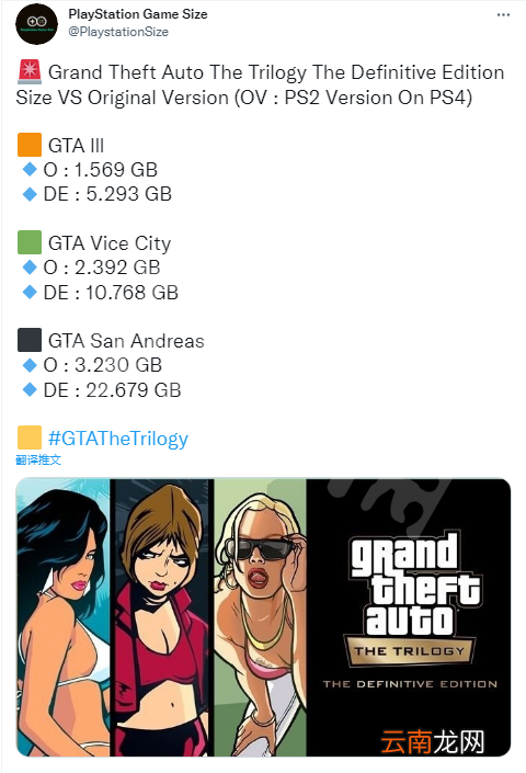 gta三部曲重制版多少g 侠盗猎车手三部曲终极版游戏大小介绍