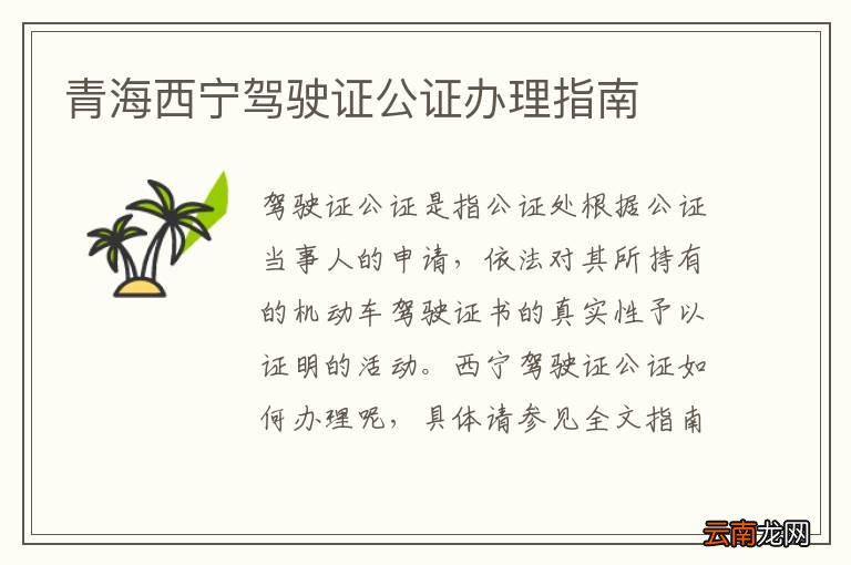 青海西宁驾驶证公证办理指南