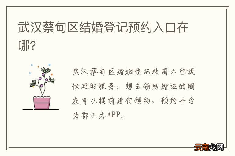 武汉蔡甸区结婚登记预约入口在哪？