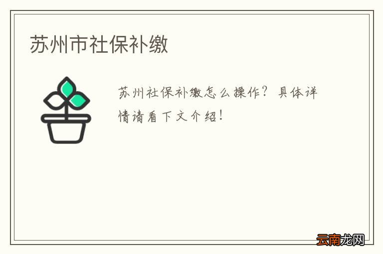 苏州市社保补缴