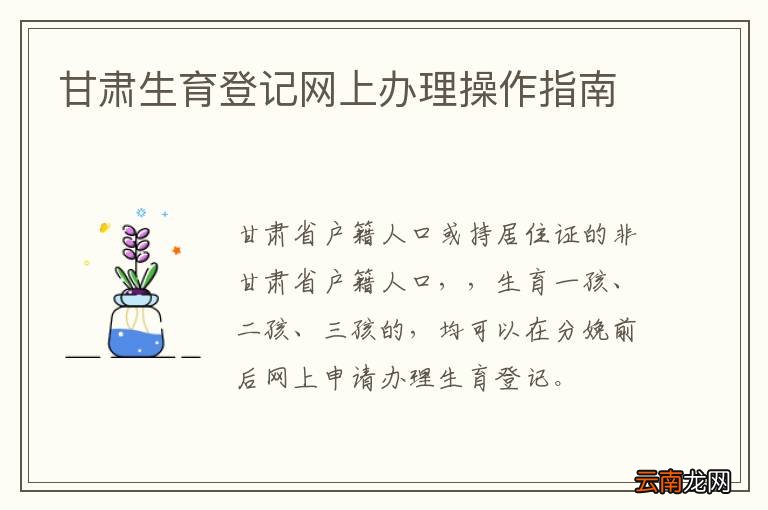 甘肃生育登记网上办理操作指南