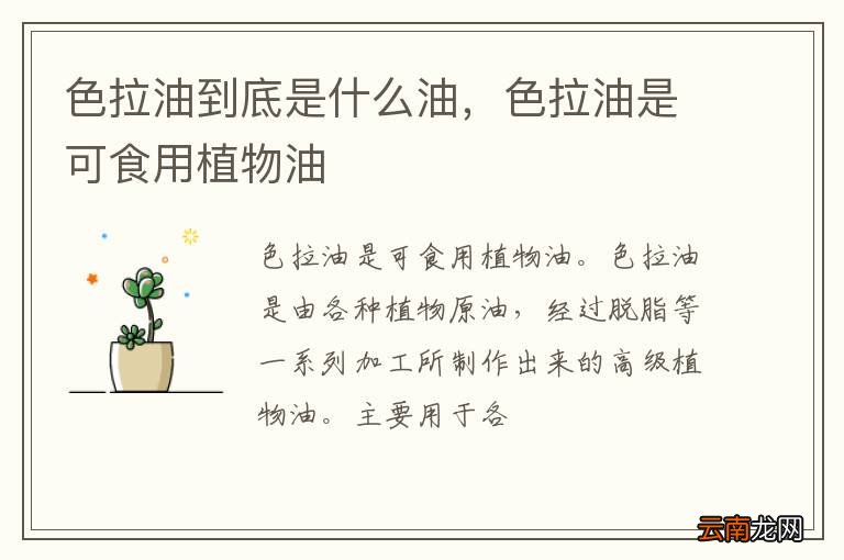 色拉油到底是什么油，色拉油是可食用植物油