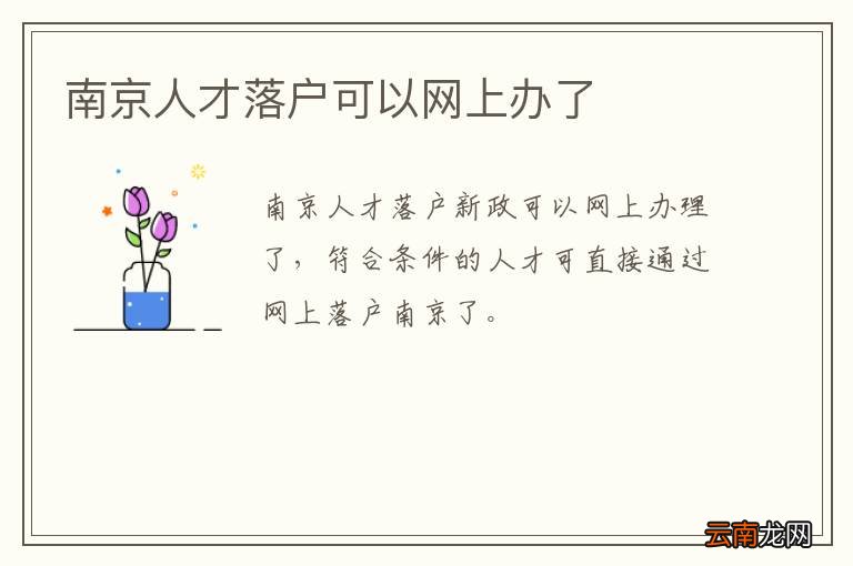 南京人才落户可以网上办了