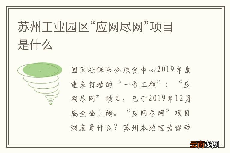 苏州工业园区“应网尽网”项目是什么
