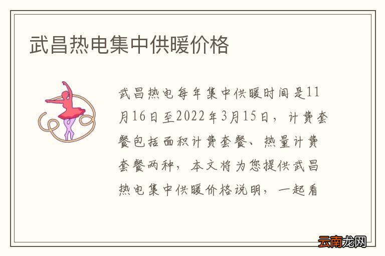 武昌热电集中供暖价格