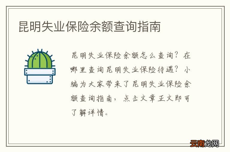 昆明失业保险余额查询指南