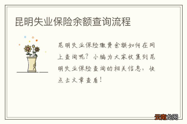 昆明失业保险余额查询流程