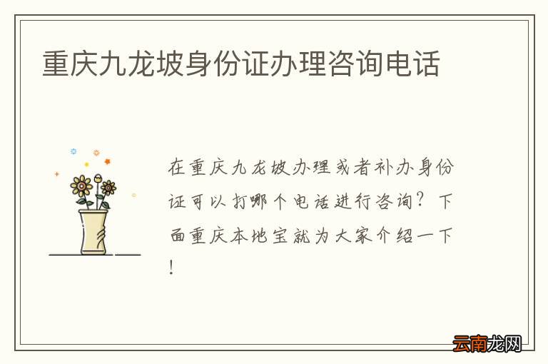 重庆九龙坡身份证办理咨询电话