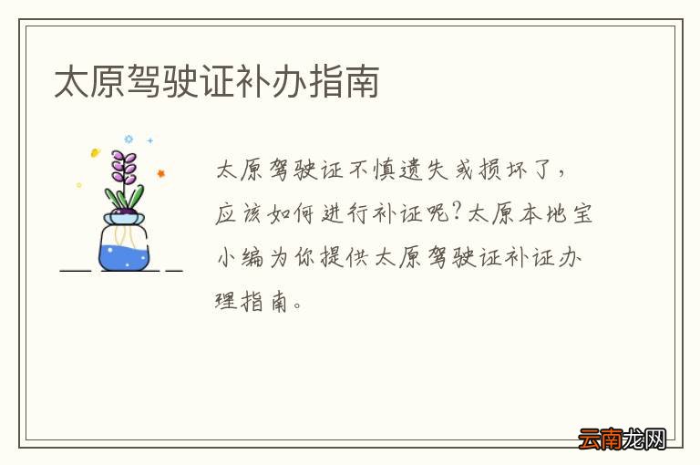 太原驾驶证补办指南