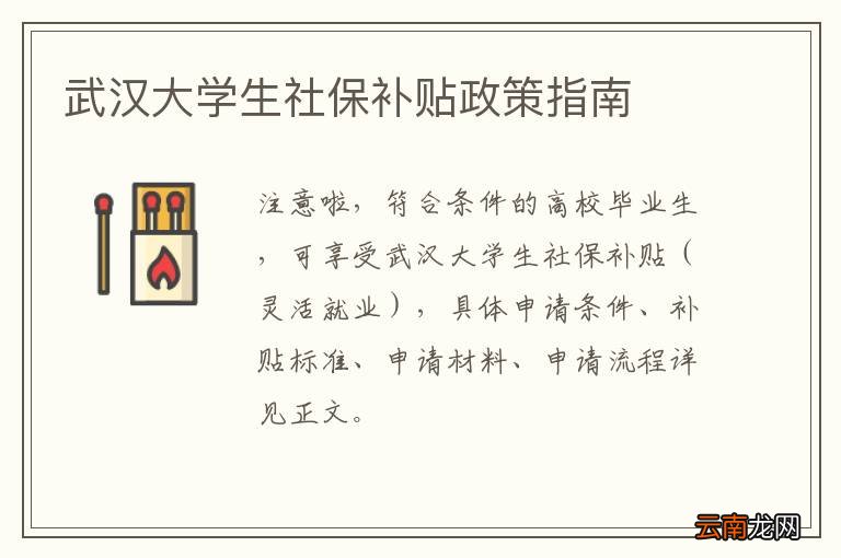 武汉大学生社保补贴政策指南