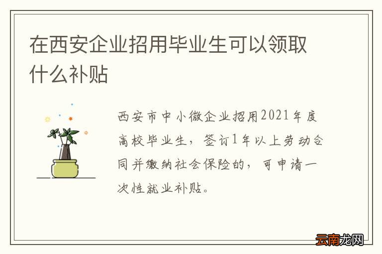 在西安企业招用毕业生可以领取什么补贴