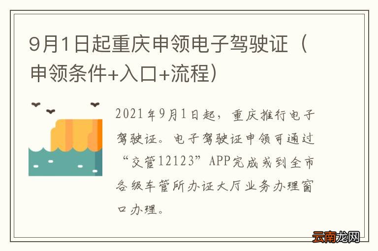 申领条件+入口+流程 9月1日起重庆申领电子驾驶证