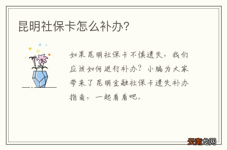 昆明社保卡怎么补办?