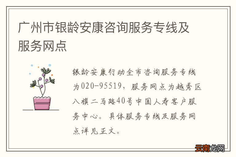 广州市银龄安康咨询服务专线及服务网点