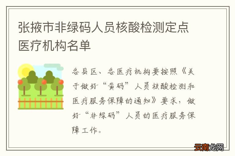 张掖市非绿码人员核酸检测定点医疗机构名单