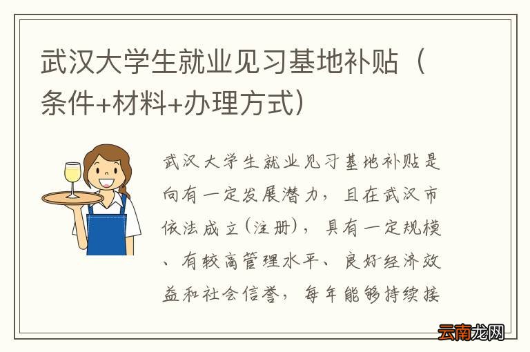 条件+材料+办理方式 武汉大学生就业见习基地补贴