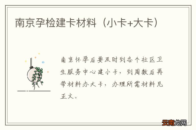 小卡+大卡 南京孕检建卡材料