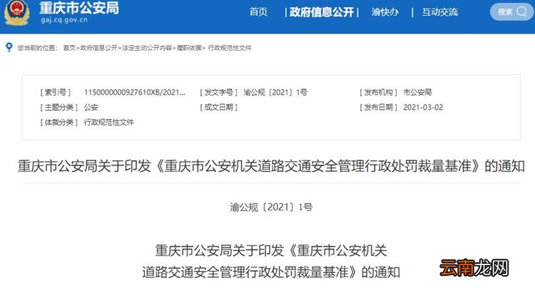 附具体规定 重庆违章罚款打折