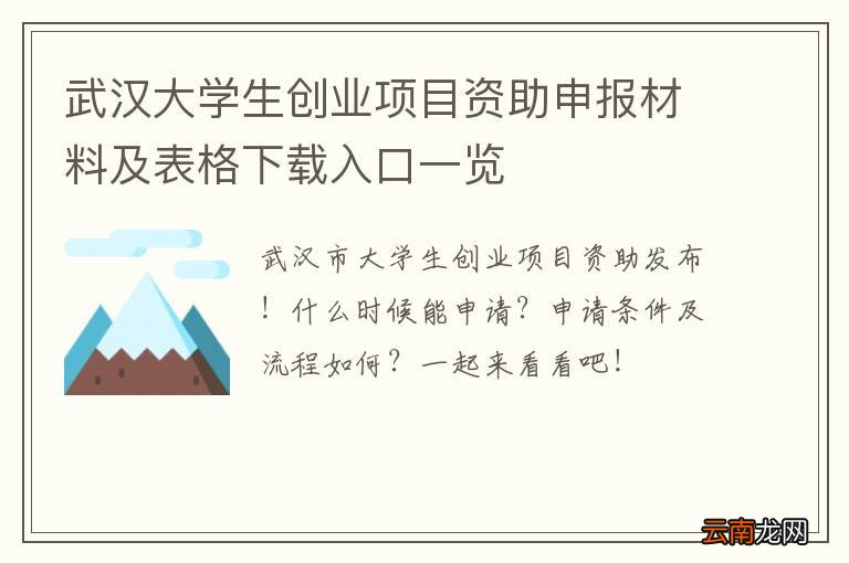 武汉大学生创业项目资助申报材料及表格下载入口一览